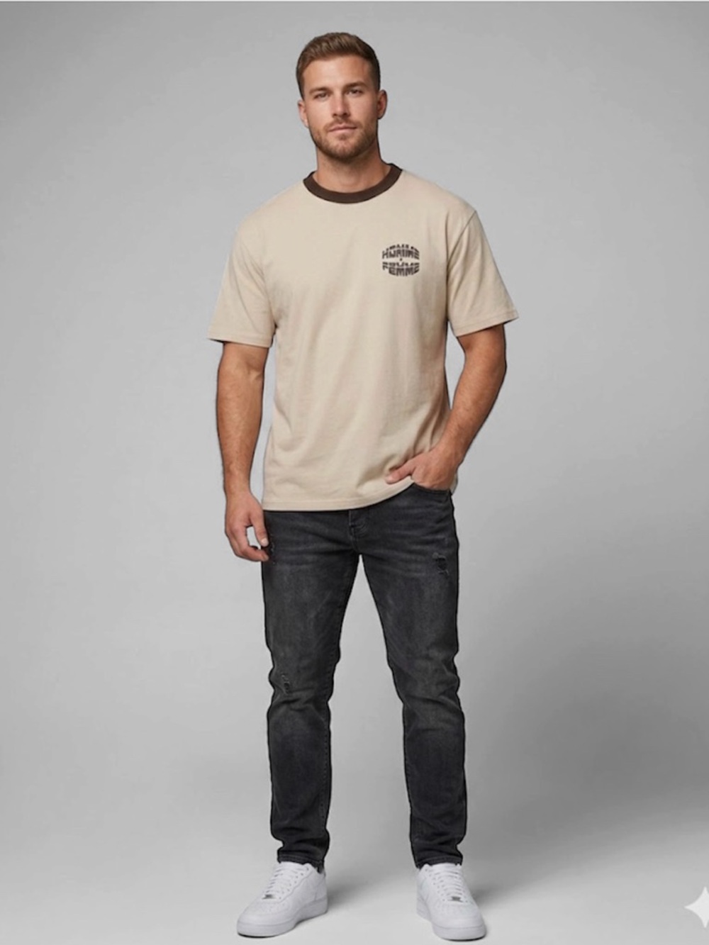 Homme + Femme Logo T-shirt M Tan/Brown NWOT Size  M
